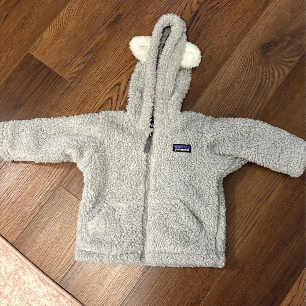 Patagonia Gray Fleece Baby Jacket with Ears